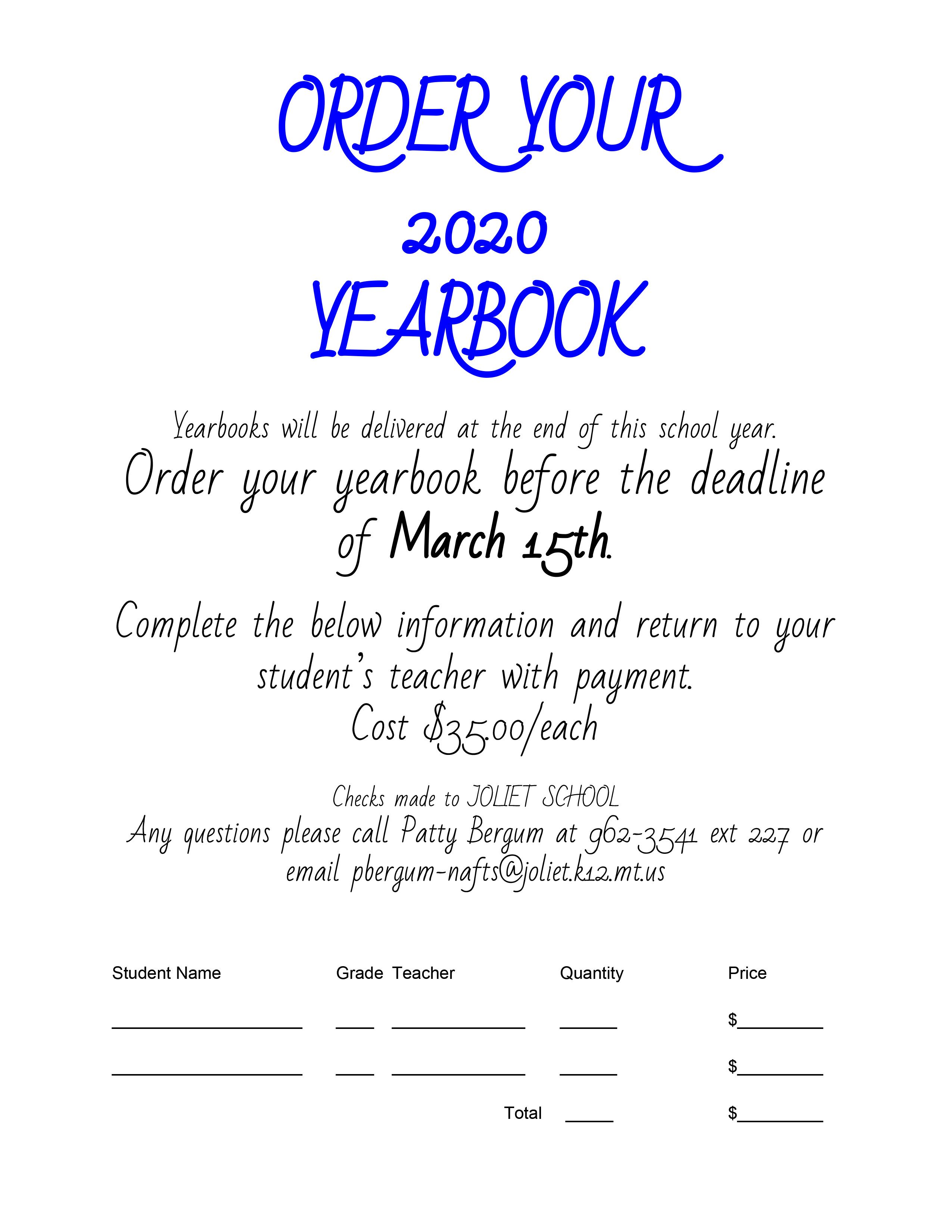 Order Your Yearbook Today! Deadline March 18th! Joliet Public School